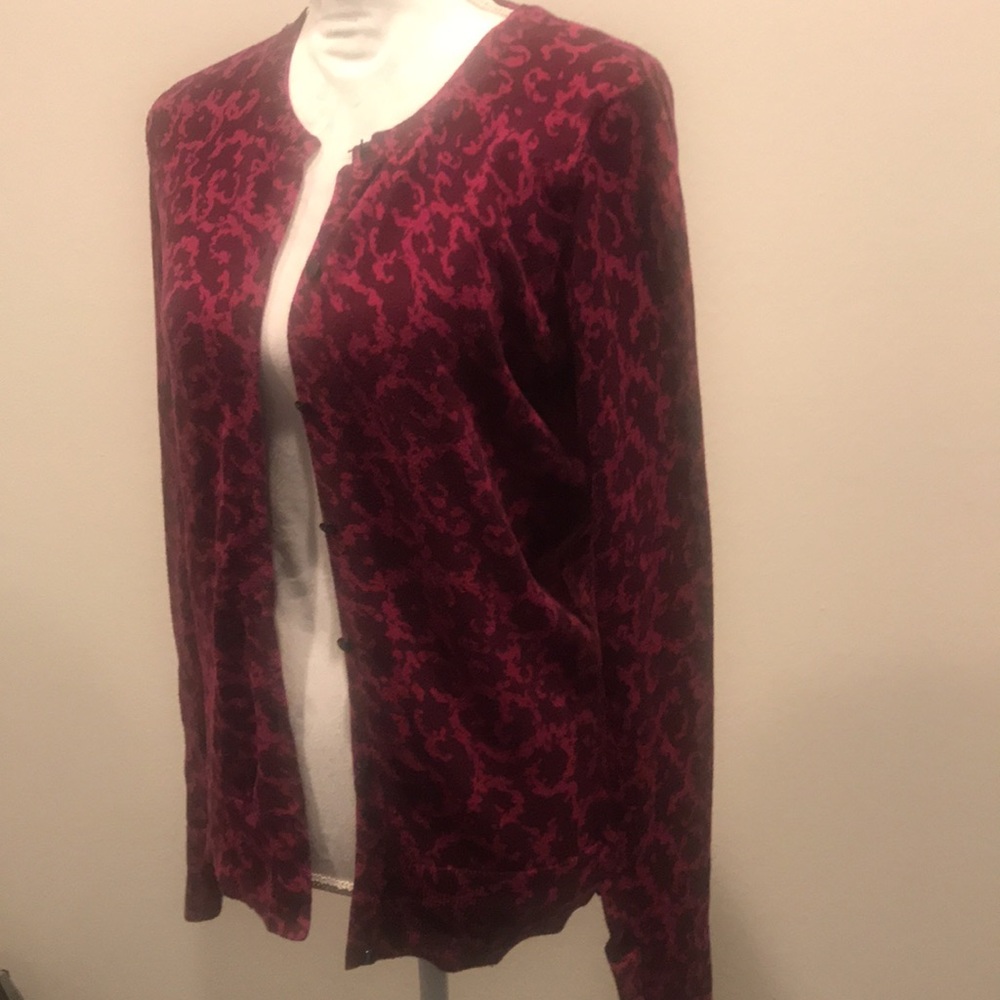 Long Sleeve Sweater Paisley Button Down Sz Med - Picture 3 of 4